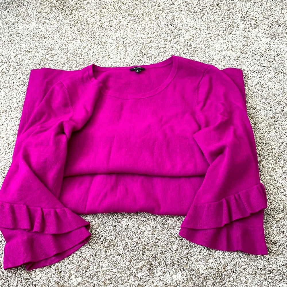 Fuchsia Ruffle Sweater Dress